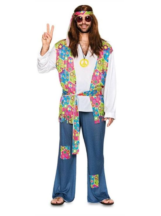 Fato de hippie de flores para adulto tamanho T-4