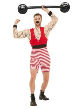 Fato de homem forte de circo tatuado para adulto
