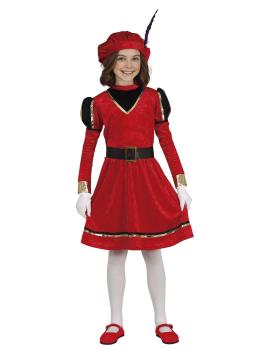 Disfraz  paje real rojo para niña