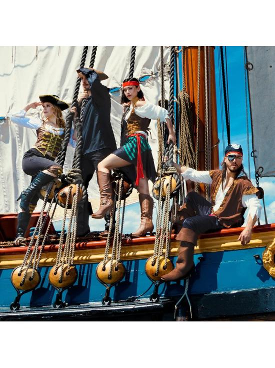 Fantasia de pirata bucaneiro aventureiro para adulto