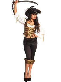 Fantasia de pirata bucaneiro aventureiro para adulto