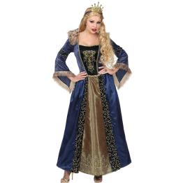 Fato de princesa medieval azul para mulher