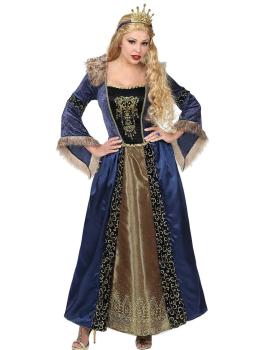 Fantasia Medieval de Princesa Azul para Mulheres