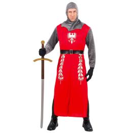 Fantasia adulta de rei medieval vermelho