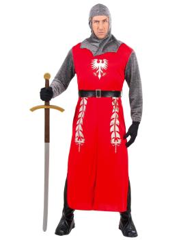 Fantasia adulta de rei medieval vermelho