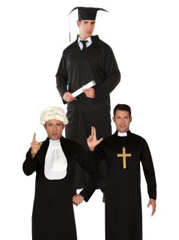 Juiz de fantasias 3 em 1, sacerdote e estudante adulto