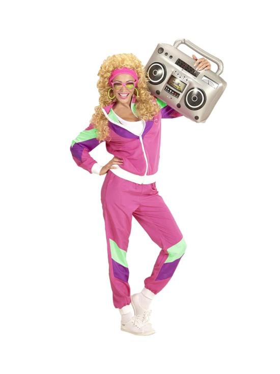 Conjunto de treino fúcsia estilo anos 80 para adultos