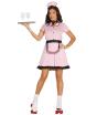 Traje de garçonete rosa retrô adulto. Econômico