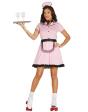 Traje de garçonete rosa retrô adulto. Econômico