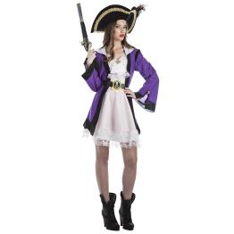 Fantasia adulta de menina pirata roxa