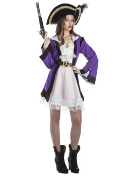 Fantasia adulta de menina pirata roxa