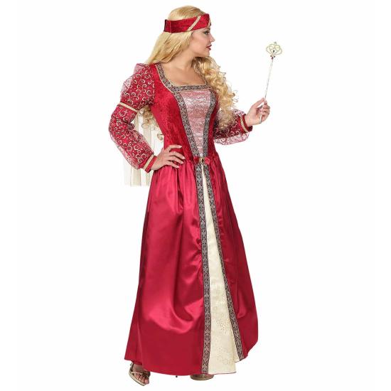 Fato de senhora medieval vermelha de luxo para adulto Fato de senhora medieval vermelha de luxo para adulto
