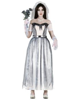 Fantasia de Halloween de noiva fantasma adulta