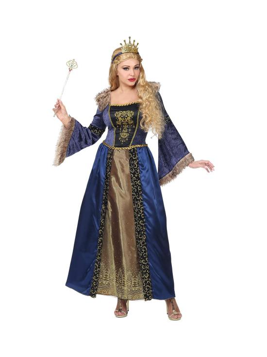 Fantasia Medieval de Princesa Azul para Mulheres