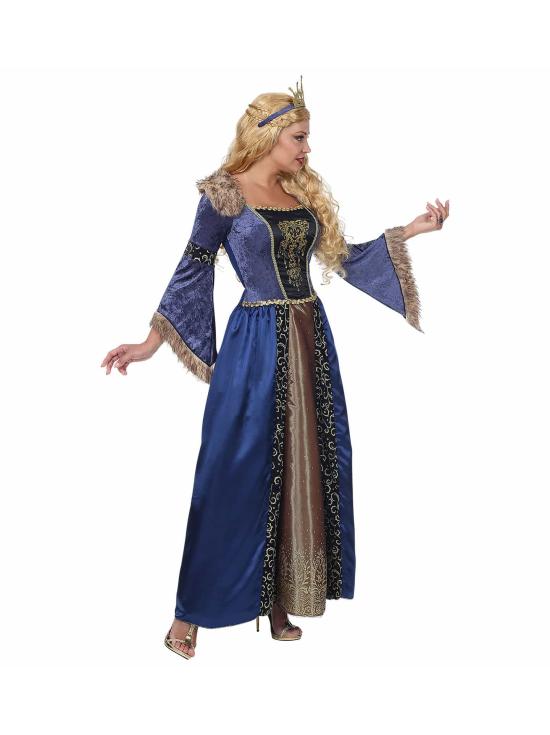 Fantasia Medieval de Princesa Azul para Mulheres