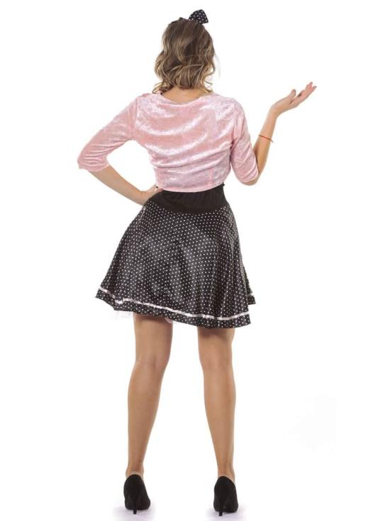 Fato anos 50 feminino rosa para adulto
