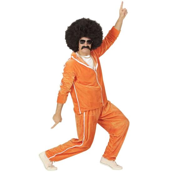 Fato de treino de veludo laranja dos anos 80 para adulto
