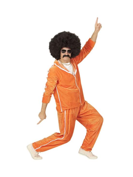 Fato de treino de veludo laranja dos anos 80 para adulto