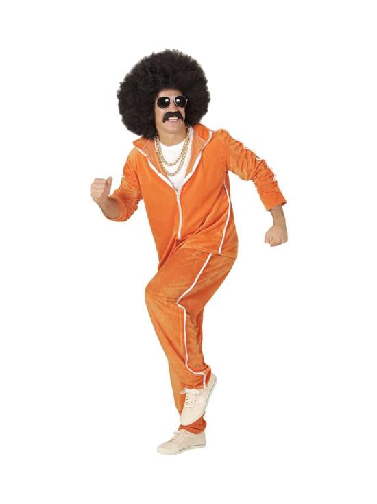 Fato de treino de veludo laranja dos anos 80 para adulto