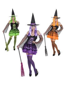 Divertido traje de bruxa Colorín para adulto.