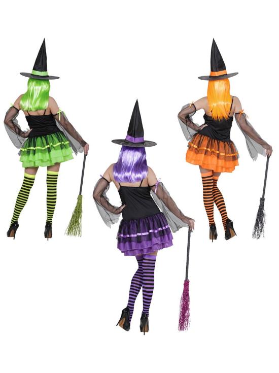 Divertido traje de bruxa Colorín para adulto.
