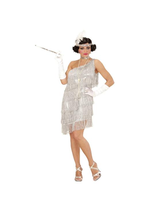 Traje adulto de prata Charleston.