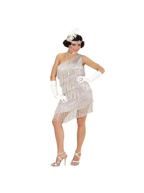 Traje adulto de prata Charleston.