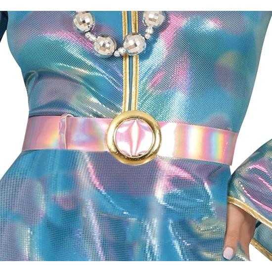 Fantasia de macacão azul discoteca para menina adulta Fantasia de macacão azul discoteca para menina adulta