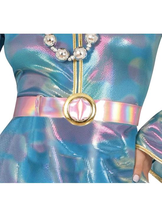 Fantasia de macacão azul discoteca para menina adulta