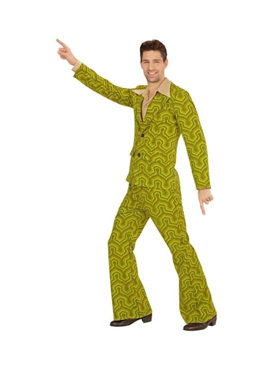 Fato de Disco Chulo verde anos 70 para adulto