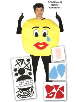 Fantasia de rostos mistos de emoticons adultos unissex