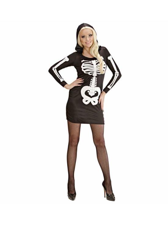 Fantasia de Halloween esqueleto glamour adulto