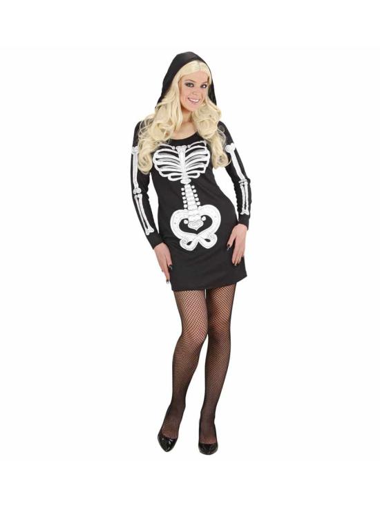 Fantasia de Halloween esqueleto glamour adulto