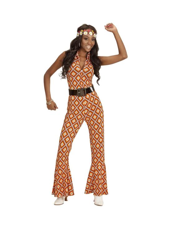 Traje de macacão adulto feminino Groovy 70s Rhombus