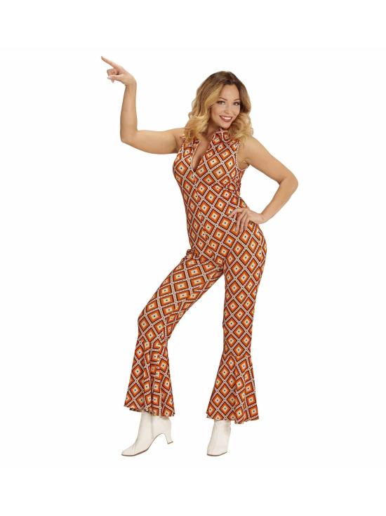 Traje de macacão adulto feminino Groovy 70s Rhombus