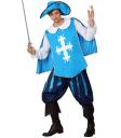 Fato de mosqueteiro azul para adulto