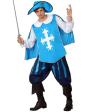Fato de mosqueteiro azul para adulto