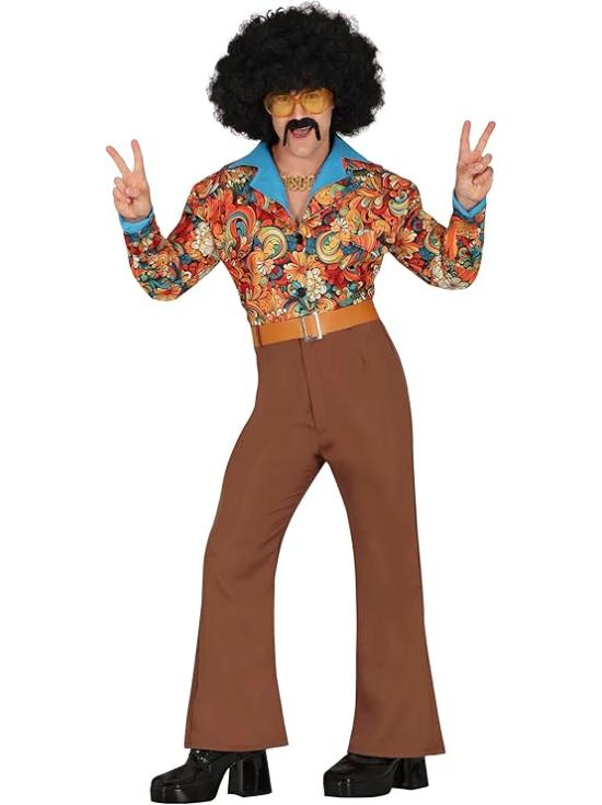 Fantasia de Super Rei do Ringue dos anos 70 para adultos. Homem adulto