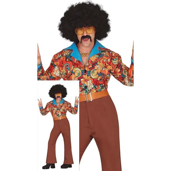 Fantasia de Super Rei do Ringue dos anos 70 para adultos. Homem adulto