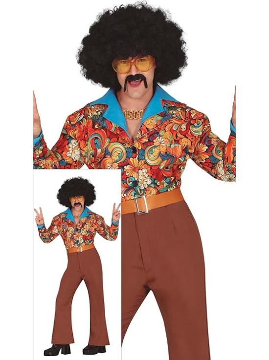 Fantasia de Super Rei do Ringue dos anos 70 para adultos. Homem adulto