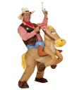 Fantasia de cowboy adulto com cavalo inflável, tamanho único