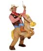 Fantasia de cowboy adulto com cavalo inflável, tamanho único