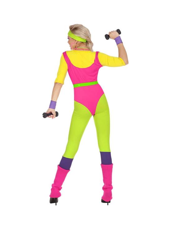 Fantasia de Eva Aerobics dos anos 80 para adultos.