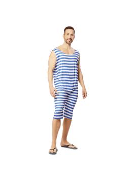 Fantasia de banhista ou homem forte dos anos 1920 para adulto azul