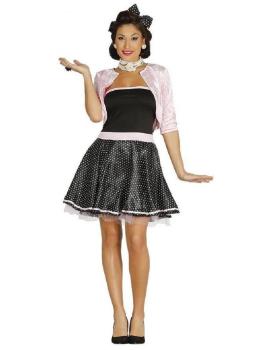 Fato anos 50 feminino rosa para adulto