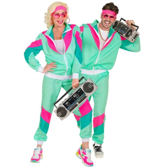 Fato de treino colorido dos anos 80 unissex adulto