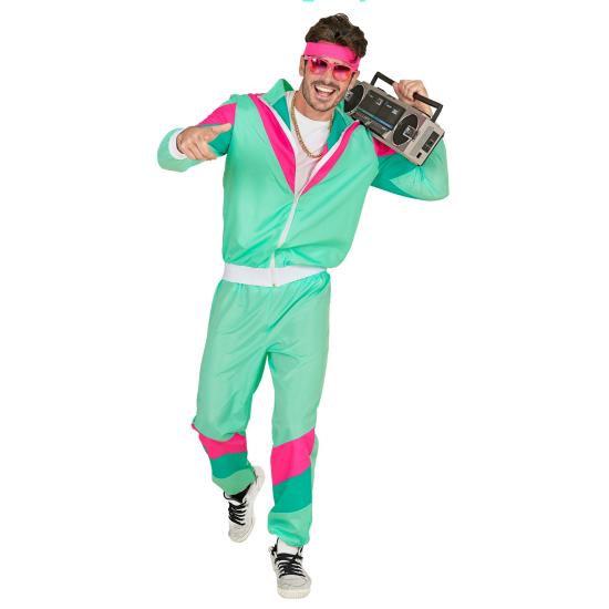 Fato de treino colorido dos anos 80 unissex adulto