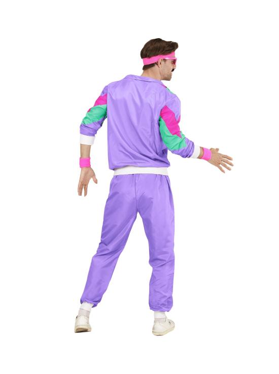 Fato de treino roxo dos anos 80 unissex adulto