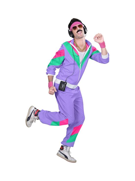 Fato de treino roxo dos anos 80 unissex adulto
