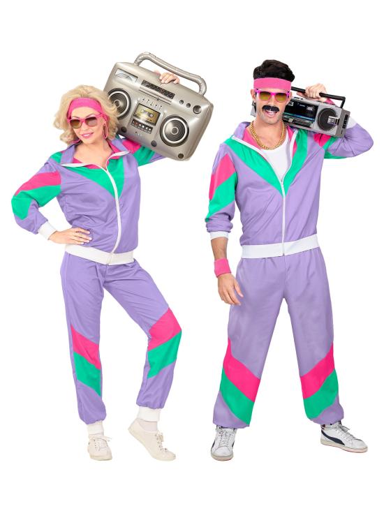 Fato de treino roxo dos anos 80 unissex adulto